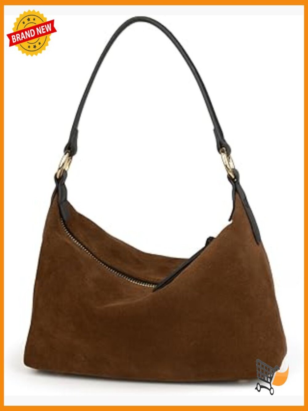 Slouchy Suede Crescent Hobo Bag with Zipper Closure